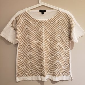 J Crew Blouse/Top with Gold Zigzag Print